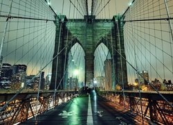 Brooklyn Bridge, Noc, Nowy Jork