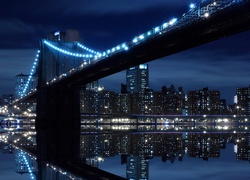 Most, Panorama, Miasta, Noc, Światła