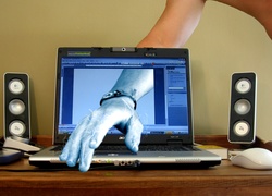 Ręka, Monitor, Laptop, 4D