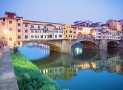 Florencja, Rzeka, Arno, Most, Ponte, Vecchio, Domy