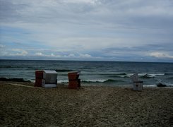 Morze, Plaża, Budki