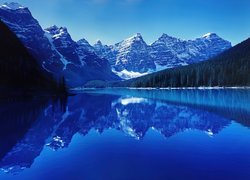 Jezioro, Ośnieżone, Góry, Drzewa, Alberta, Kanada