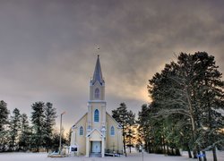 Zima, Kościółek, Drzewa, Alberta, Kanada