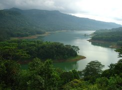 Jezioro, Góry, Drzewa, Sri Lanka