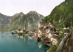 Jezioro, Góry, Zabudowanie, Hallstatt, Austria