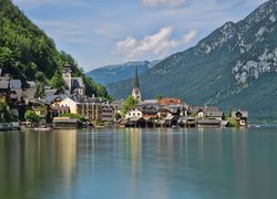 Jezioro, Góry, Zabudowanie, Hallstatt, Austria