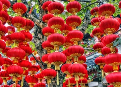 Chińskie, Czerwone, Lampiony, Dekoracja