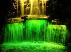 Podświetlony, Kolorowy, Wodospad
