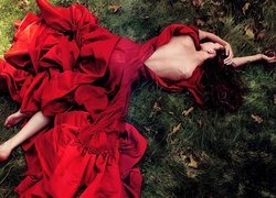 Kobieta, Czerwona, Sukienka