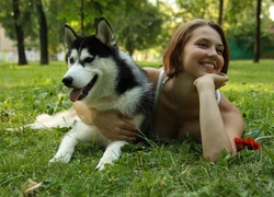 Syberian Husky, Dziewczyna, Park