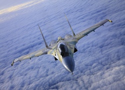 Myśliwiec, F-14, Lot, Nad, Chmurami