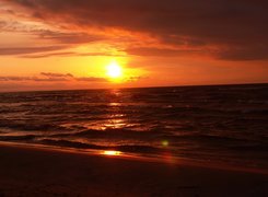 Zachód Słońca, Plaża, Morze