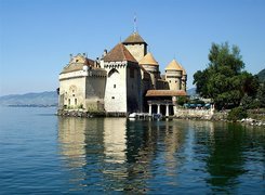 Zamek, Chillon, Montreux, Szwajcaria, Jezioro