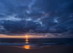 Zachód, Słońca, Ocean, Plaża