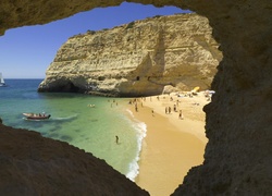 Plaża, Łódki, Algarve, Portugalia