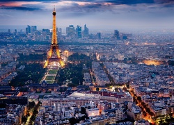 Wieża, Eiffla, Widok, Miasta, Paryż