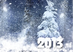 Drzewa, Śnieg, Zima, Nowy Rok 2013