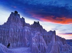Skały, Zachód, Słońca, Chmury, Nevada