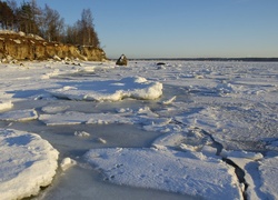 Zamarznięte, Jezioro, Kry