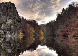 Jeziora, Lasy, Skały, Odbicie, Lustrzane