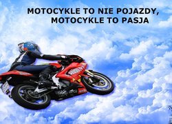 Motocykl, Chmury, Napis
