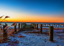 Morze, Plaża, Zachód, Słońca