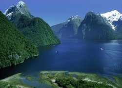 Jezioro, Góry, Nowa Zelandia, Park Narodowy Fiordland