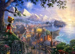 Thomas Kinkade, Disney, Pinokio, Wyspa