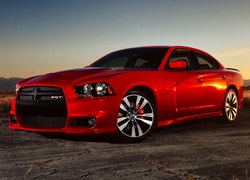 Dodge, Charger, SRT, Czerwony, Zachód, Słońca