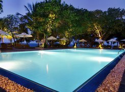 Hotel, Basen, Drzewa, Morze, Malediwy