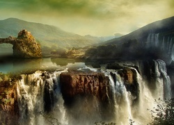 Góry, Wodospad, Skały