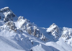 Góry, Śnieg, Błękitne, Niebo