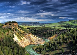 Park, Narodowy, Yellowstone, Rzeka, Góry
