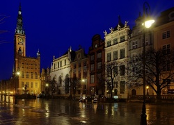 Miasto, Nocą, Gdańsk, Polska