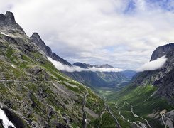 Norwegia, Droga, Góry, Chmury