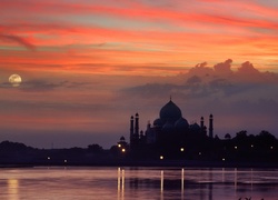 Indie, Agra, Mauzoleum, Tadź Mahal, Zachód słońca