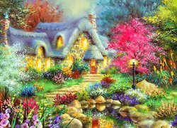 Domek, Ogród, Kwiaty, Nicky Boehme