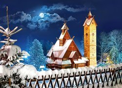 Kościół, Płot, Zima