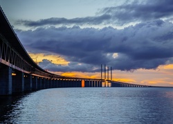 Morze Bałtyckie, Cieśnina Sund, Dania, Most nad Sundem, Chmury