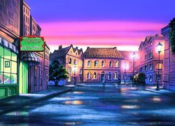 Ulica, Domy, Latarnie, Miasto