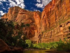 Stany Zjednoczone, Utah, Park Narodowy Zion, Kanion, Skały, Rzeka