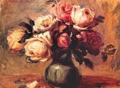 Obraz, Reprodukcja, Renoir, Kwiaty, Róże, Bukiet
