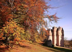 Jesień, Drzewo, Zamek, Craigievar, Szkocja