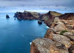 Portugalia, Wyspa Madera, Półwysep Świętego Wawrzyńca, Morze, Klif