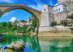 Rzeka, Domy, Stary Most, Mostar, Bośnia i Hercegowina