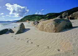 Wybrzeże, Plaża, Skały, Góry