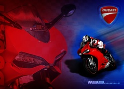 Ducati 1199 Panigale, Czerwony, Logo, Motocyklista.