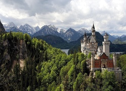 Zamek, Neuschwanstein, Góry, Lasy