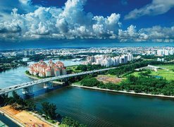 Singapur, Rzeka, Most, Panorama, Miasta