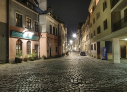 Budynki, Ulica, Nocą, Kraków, Polska